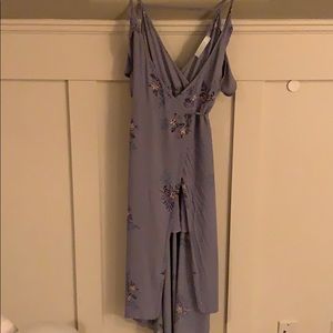 Periwinkle blue, floral wrap dress!